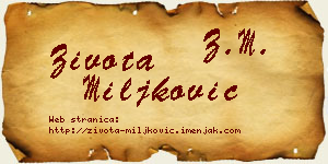 Života Miljković vizit kartica
